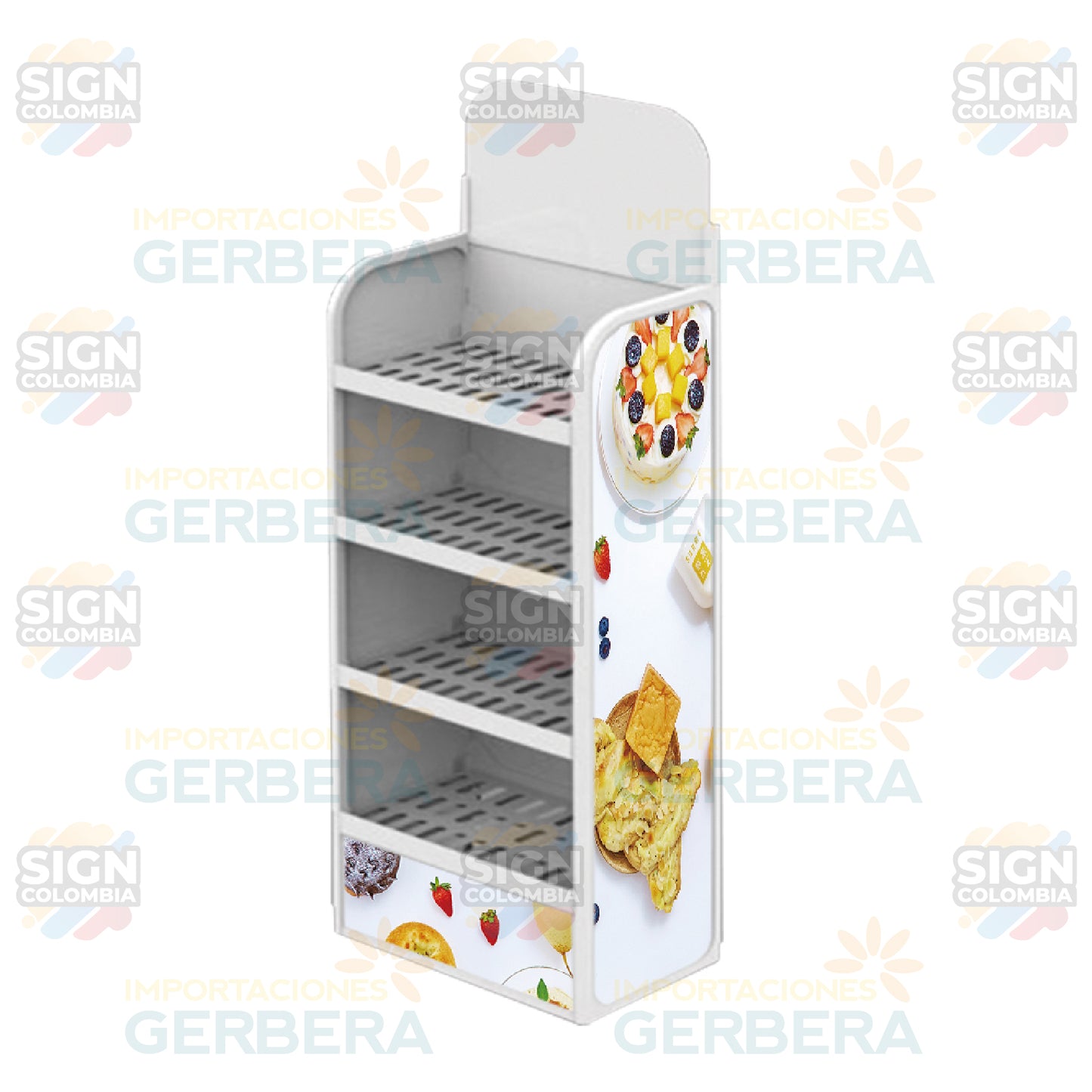Exhibidor de suelo plástico y hierro de 1250 x 500mm