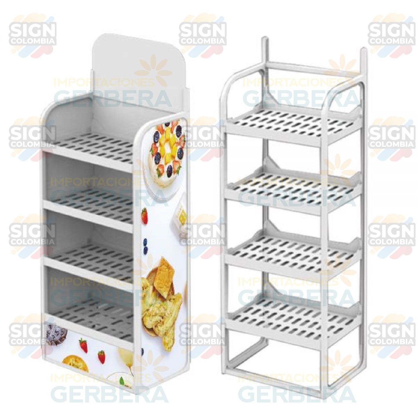 Exhibidor de suelo plástico y hierro de 1250 x 500mm