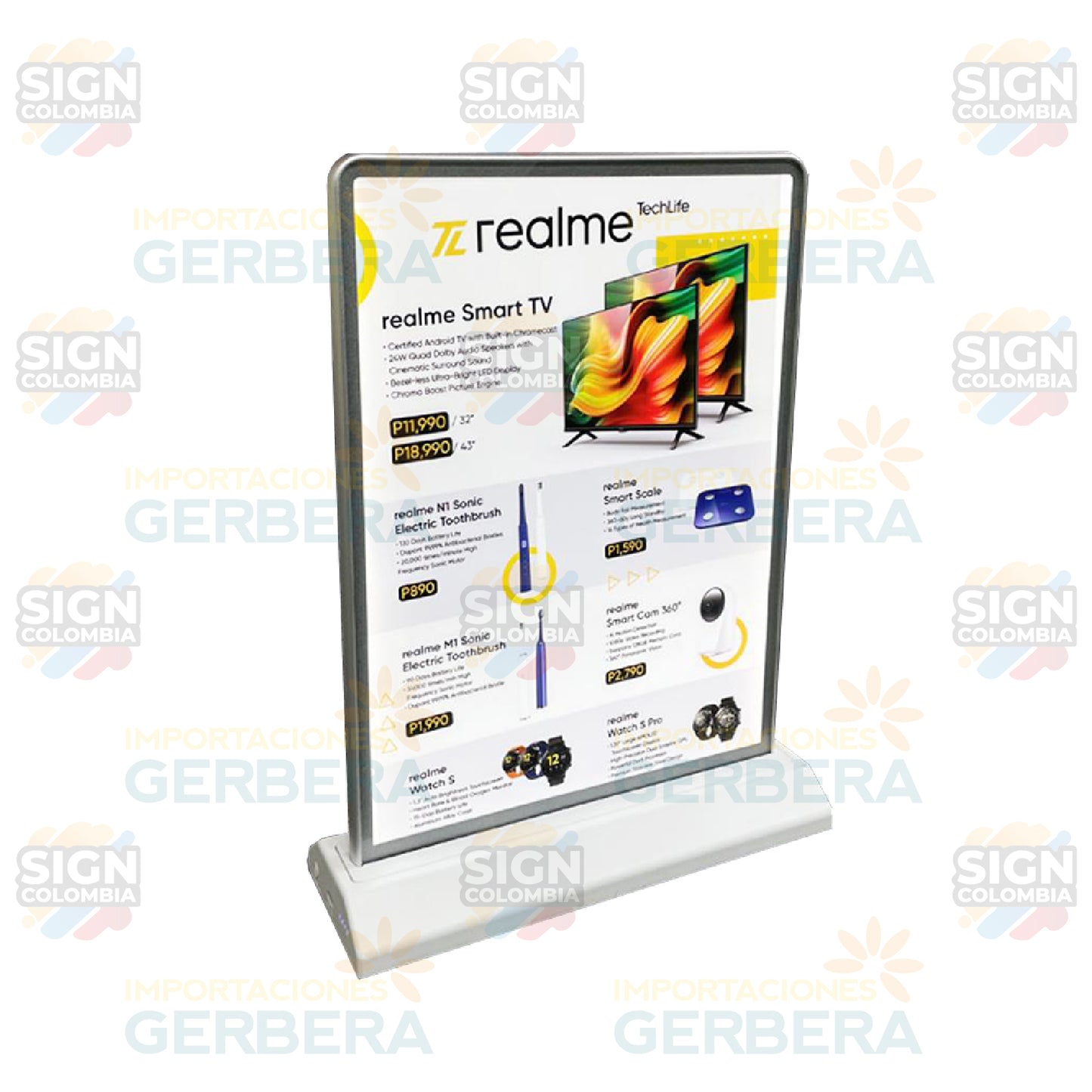 Caja de luz, Letrero de mesa LED recargable de 2 lados A4