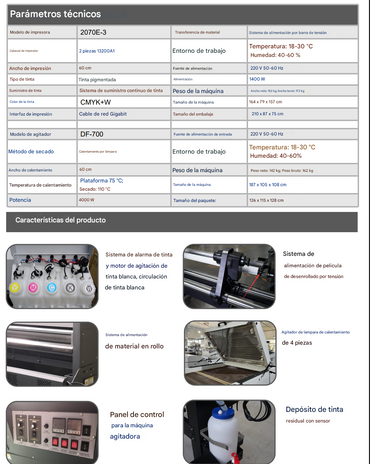 Impresora DTF de 60 cm y sistema agitador de polvo 2i3200