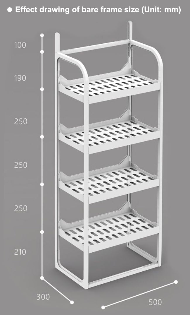 Expositor de suelo de plástico y hierro de 1250 x 500 mm