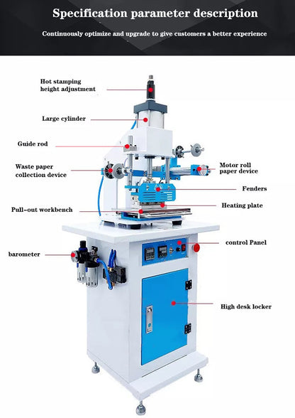 Máquina automática de estampado en caliente neumática de 150 x 230 mm