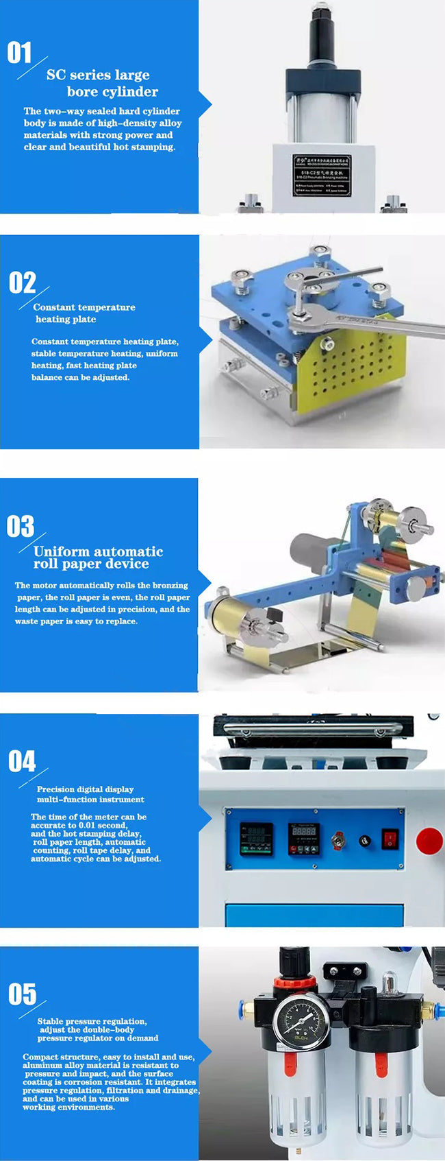 Máquina automática de estampado en caliente neumática de 150 x 230 mm