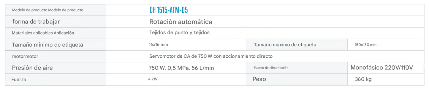 Termofijadora automática multifuncional de cinco estaciones 15x15